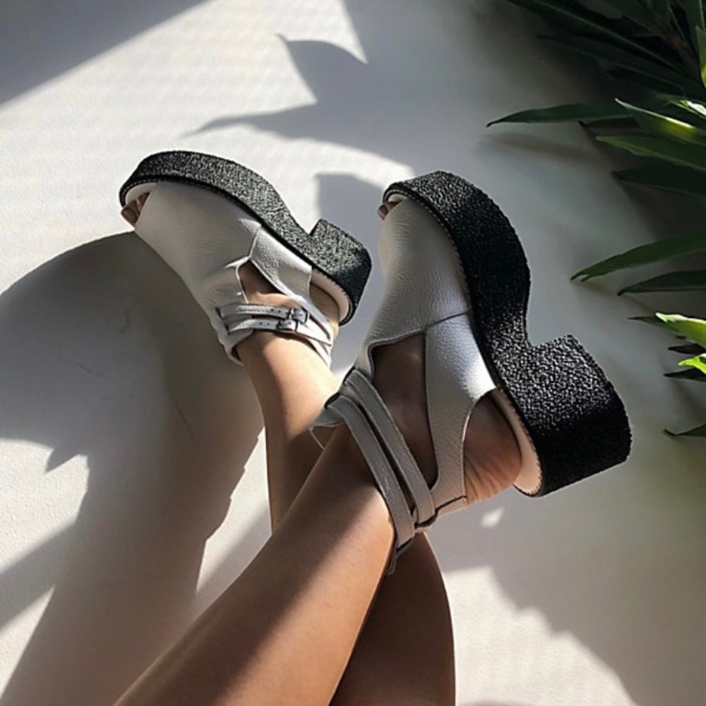 Sold FREE PEOPLE Hallie Leather Platform Sandals New with Box size 41